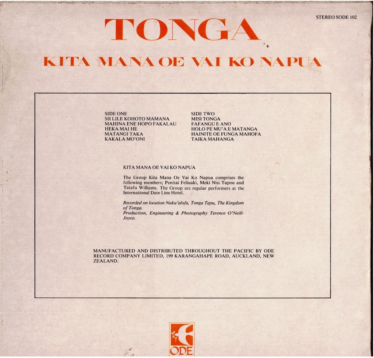 Kita Mana Oe Vai Ko Napua – Tonga (Vinyl, LP, Album)