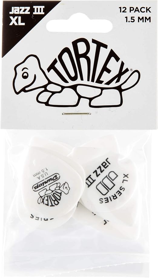 Dunlop JPFX15 1.50mm Tortex White Flex Jazz III XL Players 12 Pack