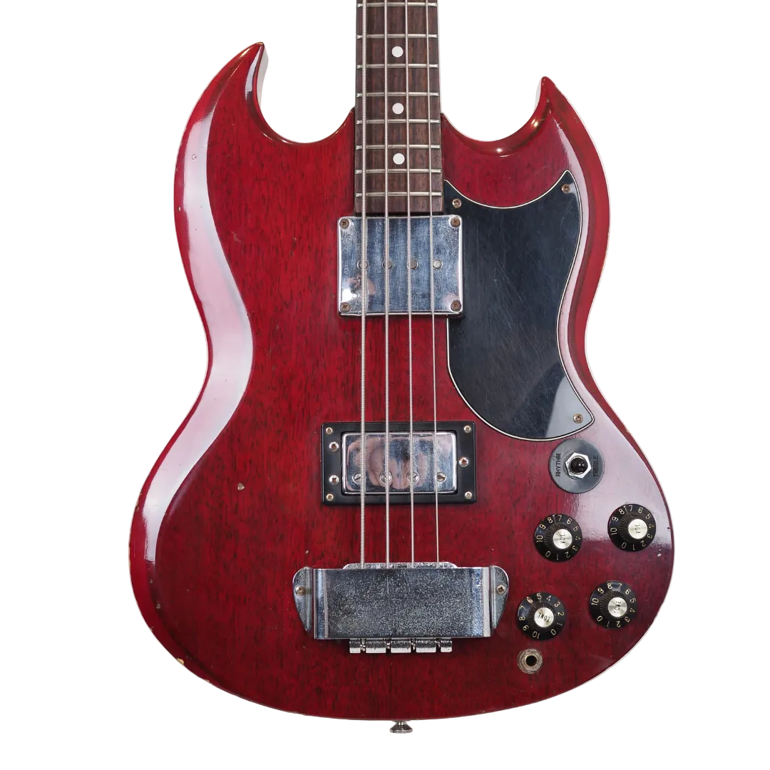 1976 Axiom SG-Style MIJ Short-Scale Electric Bass Guitar in Transparent Cherry