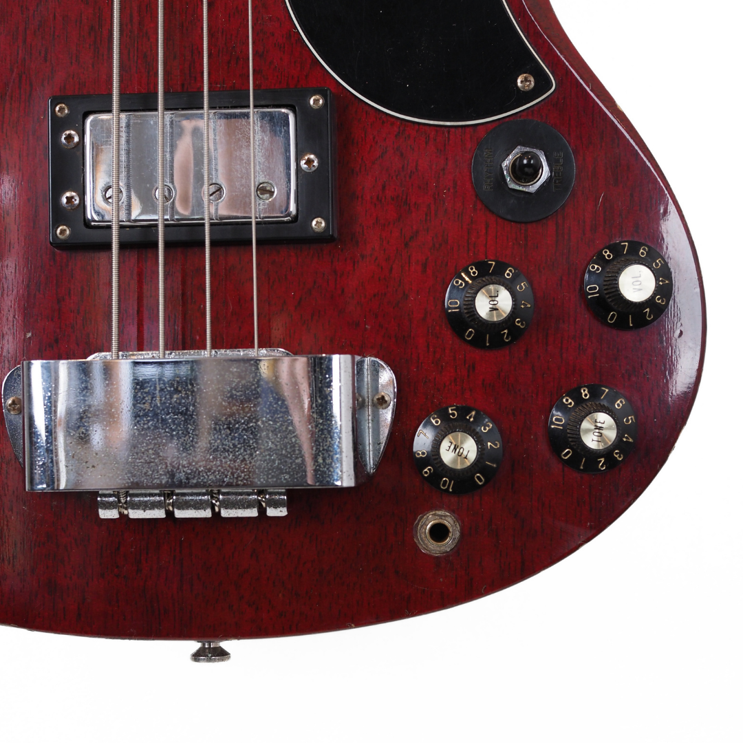 1976 Axiom SG-Style MIJ Short-Scale Electric Bass Guitar in Transparent Cherry