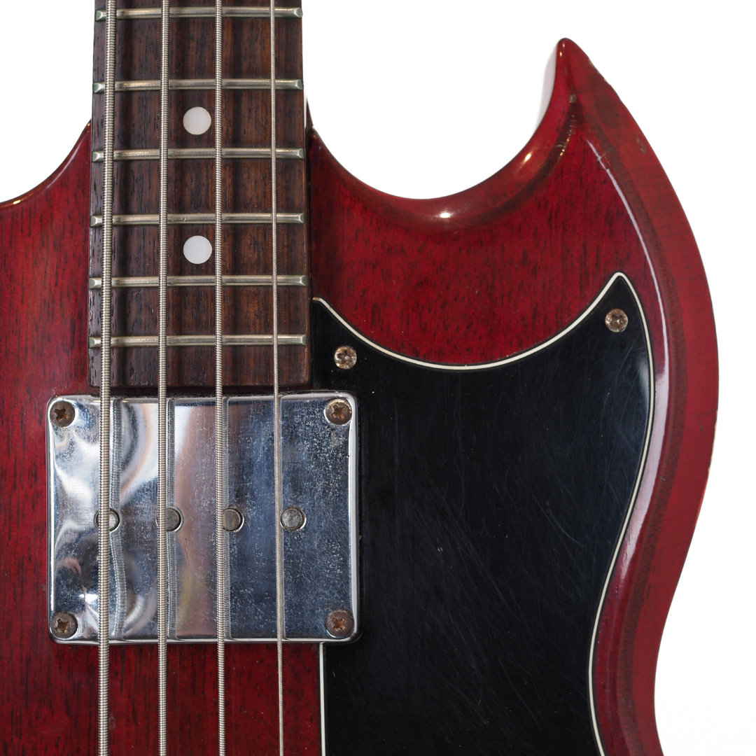 1976 Axiom SG-Style MIJ Short-Scale Electric Bass Guitar in Transparent Cherry