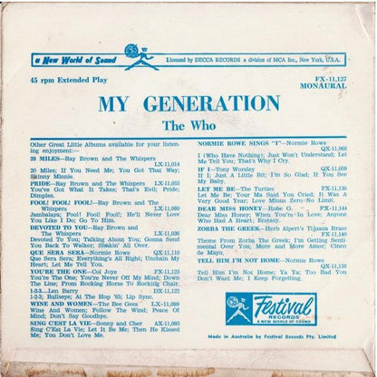 The Who – My Generation (Vinyl, 7", EP, Mono)