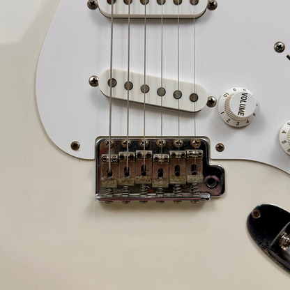 Early 90s Squier by Fender MIJ Stratocaster Electric Guitar in Vintage White Gloss