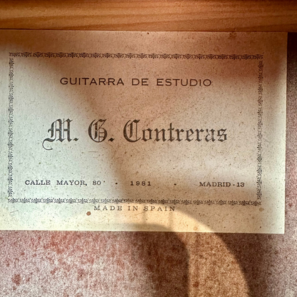 1981 Guitarra De Studio MB Contreras Madrid 13 Full-Sized Classical Guitar (Made in Spain)