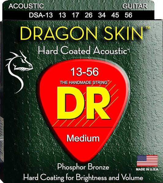 DR DSA-13 Dragon Skin Hard Coated Phosphor Bronze Acoustic Strings 13-56