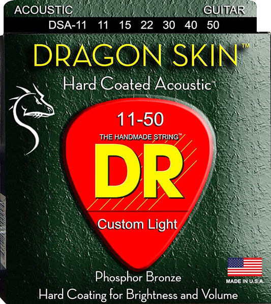 DR DSA-11 Dragon Skin Hard Coated Phosphor Bronze Acoustic Strings 11-50