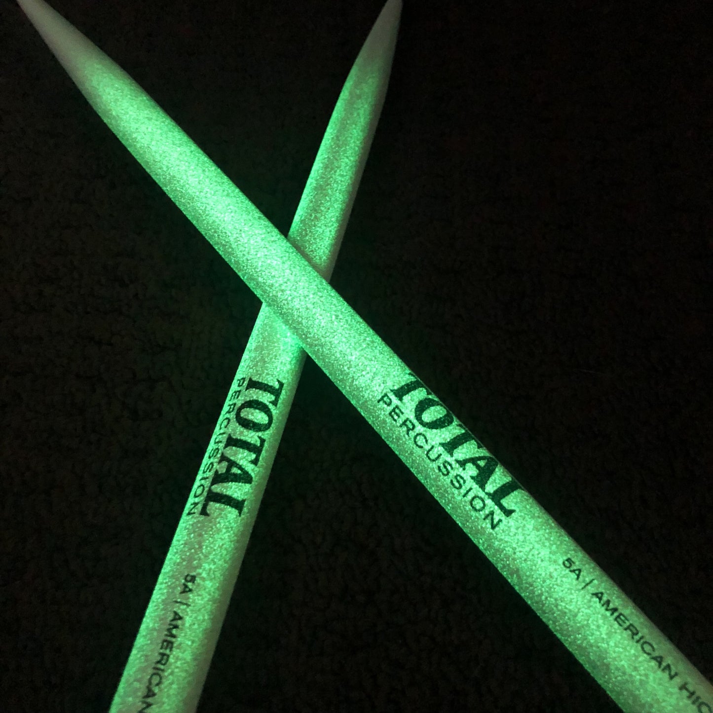 Total Percussion Glow in the Dark Drumsticks 5A Nylon Tip