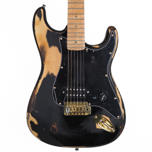 1991 Fernandes Unique Series Electric Guitar in Black Heavy Relic-Wear Finish