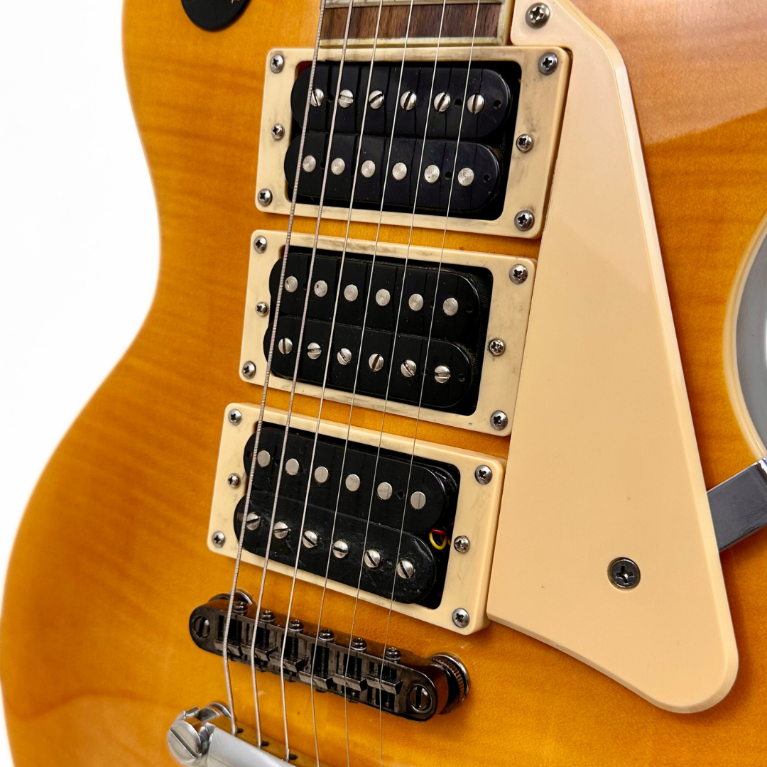 Unbranded Les Paul-Style Triple Humbucker Electric Guitar in Gloss Honeyburst Finish