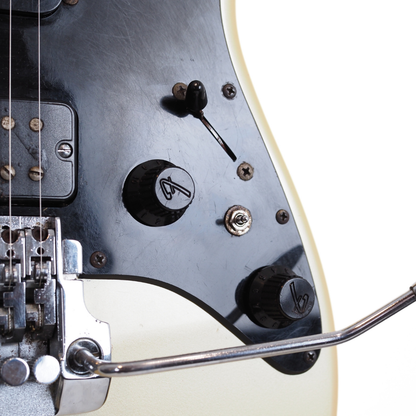 1980s Fender Contemporary MIJ Stratocaster Electric Guitar in Aged Pearl White Finish