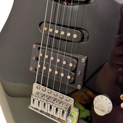 Ashton Stratocaster-Style Electric Guitar with In-Built Tuner in Gloss Black