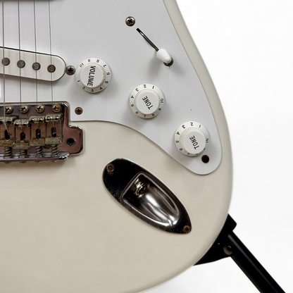 Early 90s Squier by Fender MIJ Stratocaster Electric Guitar in Vintage White Gloss