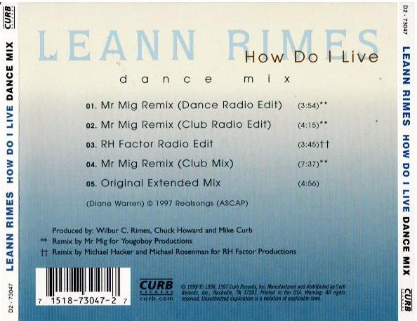 LeAnn Rimes – How Do I Live (Dance Mix) (CD, Maxi-Single)
