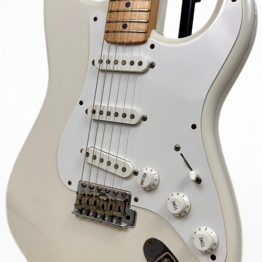 Early 90s Squier by Fender MIJ Stratocaster Electric Guitar in Vintage White Gloss