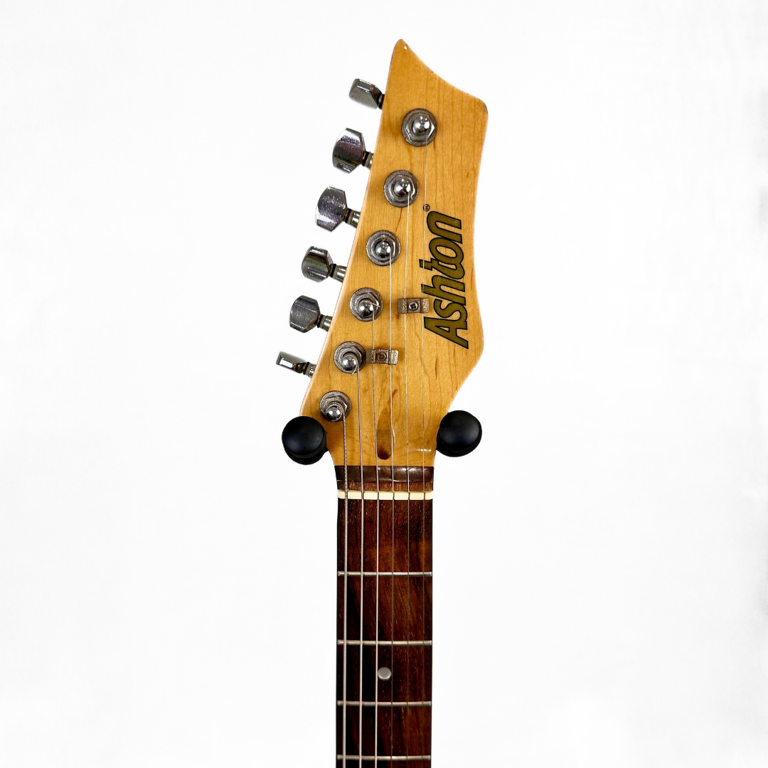 Ashton Stratocaster-Style Electric Guitar with In-Built Tuner in Gloss Black