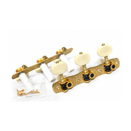 Gotoh 35G1800 Classical Guitar Tuning Machines on Decorative Plate in Solid Brass Finish (3+3)