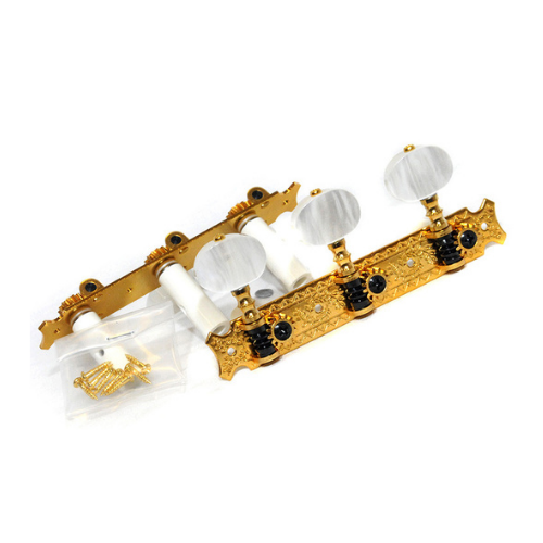 Gotoh A35G620 35G620 Classical Guitar Tuning Machines on Decorative Plate in Gold Finish (3+3)