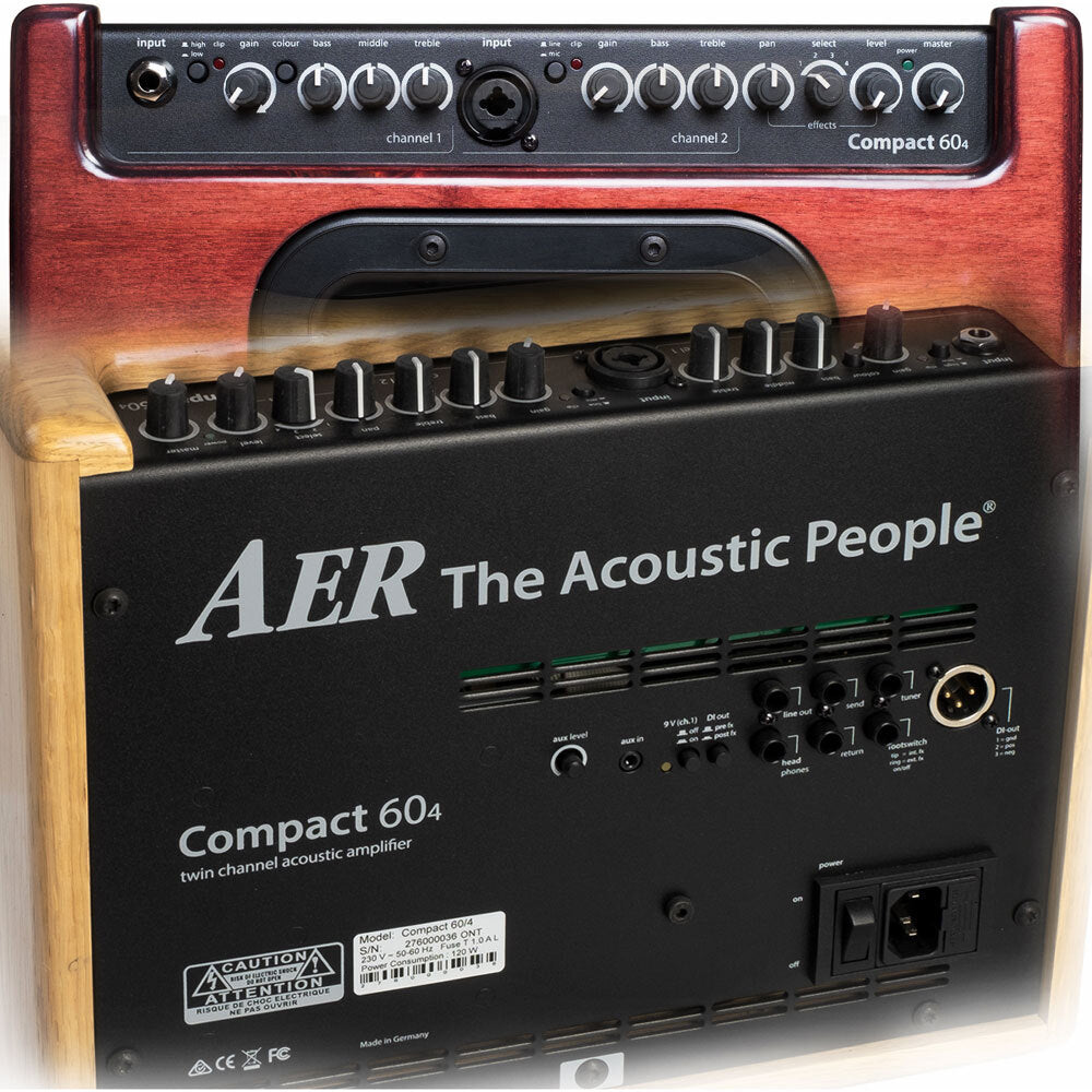 AER "Compact 60/4" Acoustic Instrument Amplifier In Oak with Mahogany Stain Finish (60 Watt)
