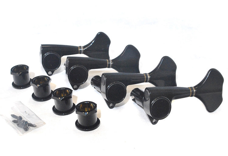 Gotoh AGB70LB GB707 Series Electric Bass Guitar Tuning Machines in Black Chrome Finish (4-inline)