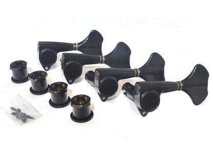 Gotoh AGB70LB GB707 Series Electric Bass Guitar Tuning Machines in Black Chrome Finish (4-inline)
