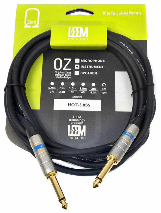 Leem 10ft Hotline Instrument Cable (1/4" Straight Plug - 1/4" Straight Plug)