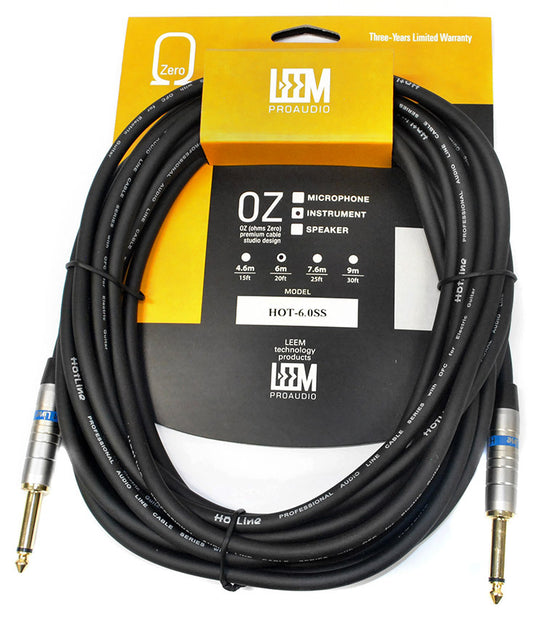 Leem 20ft Hotline Instrument Cable (1/4" Straight Plug - 1/4" Straight Plug)