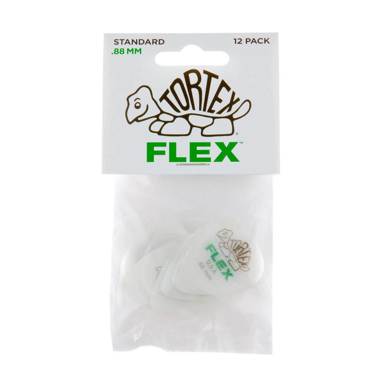 Dunlop JPFL88 Green .88 Tortex Flex Standard Shape Picks (12 Pack)