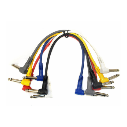 Leem 1ft FX-Pedal Patch Cables 6pk (1/4" Right-Angled Plug - 1/4" Right-Angled Plug)