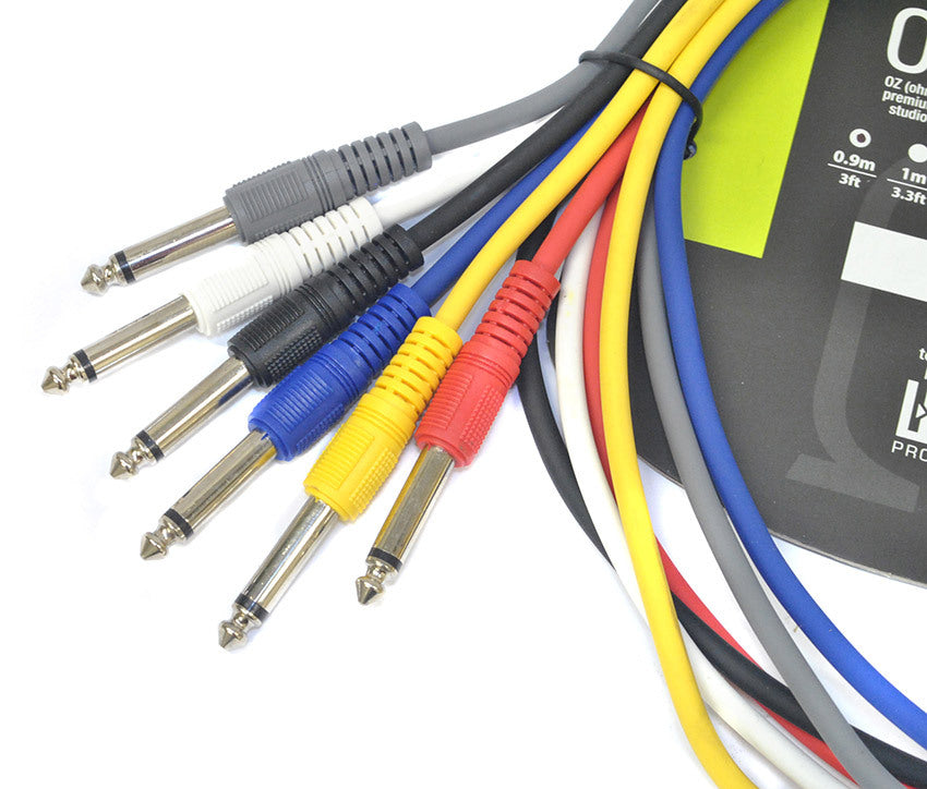 Leem 3ft FX Pedal Patch Cables 6pk (1/4" Straight Plug - 1/4" Straight Plug)