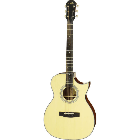 Aria 200 Series Orchestral Acoustic Electric Guitar with Venetian Cutaway in Natural Gloss