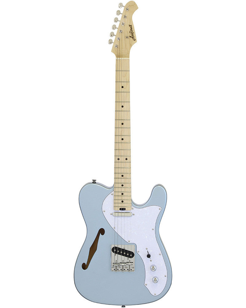 Aria 615-TL Series Semi-Hollow Electric Guitar in Metallic Ice Blue
