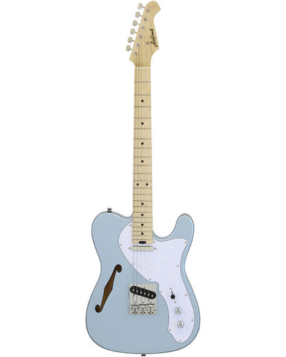 Aria 615-TL Series Semi-Hollow Electric Guitar in Metallic Ice Blue