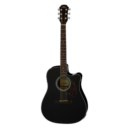 Aria ADW-01 Series Dreadnought Acoustic Electric Guitar with Cutaway in Black Gloss Finish