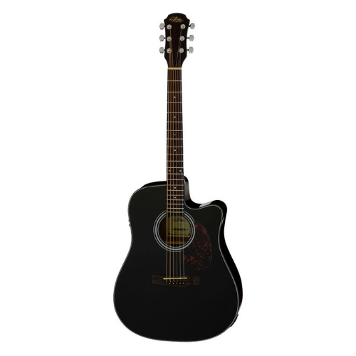 Aria ADW-01 Series Dreadnought Acoustic Electric Guitar with Cutaway in Black Gloss Finish