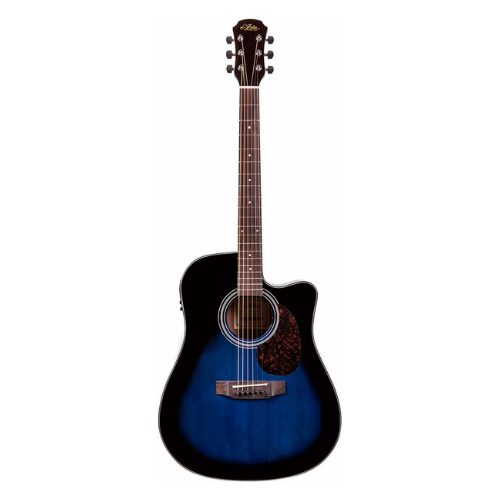 Aria ADW-01 Series Dreadnought Acoustic Electric Guitar with Cutaway in Blue Shade Gloss Finish