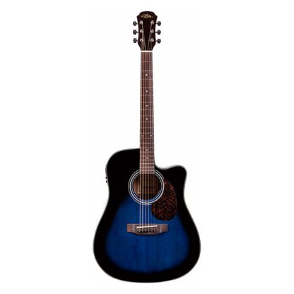 Aria ADW-01 Series Dreadnought Acoustic Electric Guitar with Cutaway in Blue Shade Gloss Finish