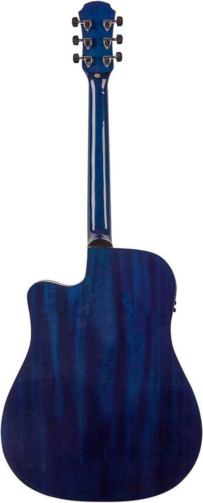 Aria ADW-01 Series Dreadnought Acoustic Electric Guitar with Cutaway in Blue Shade Gloss Finish