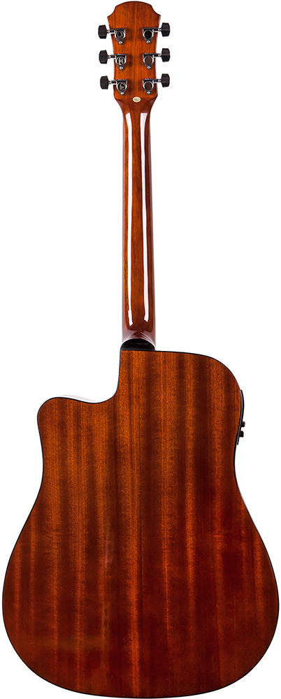 Aria ADW-01 Series Dreadnought Acoustic Electric Guitar with Cutaway in Brown Sunburst Gloss Finish
