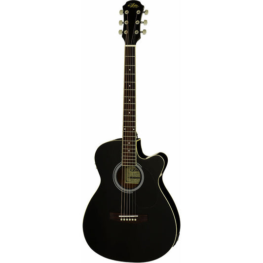 Aria ARAFN15CEBK AFN-15 Prodigy Series Acoustic Electric Folk Body Guitar with Cutaway in Black Gloss
