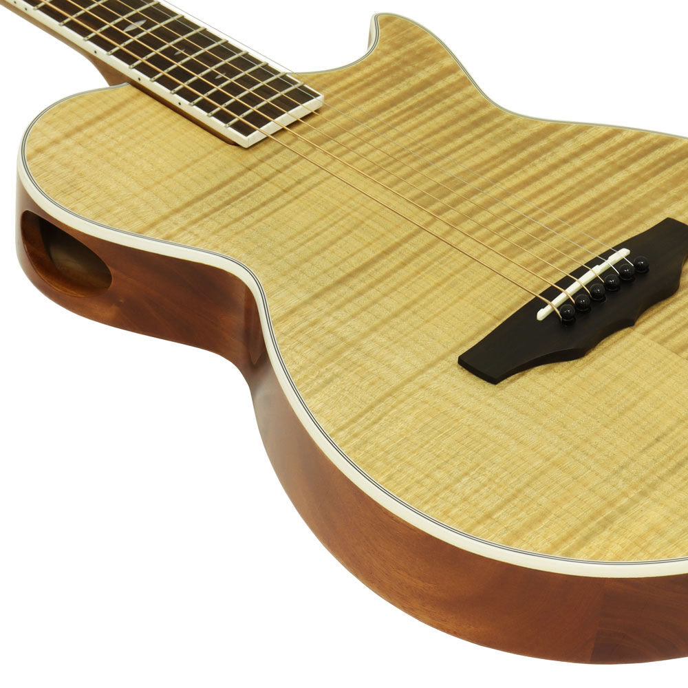 Aria APE-100 Series Thin Body Acoustic Electric Guitar with Cutaway in Natural Gloss Finish