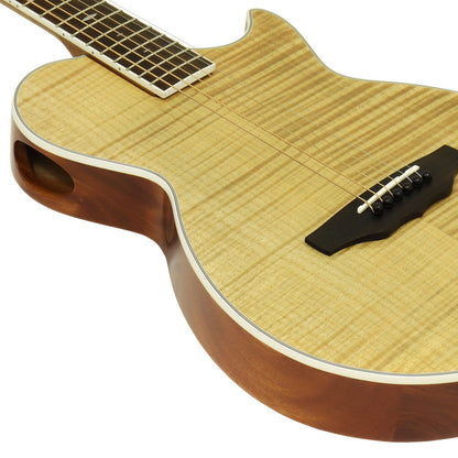 Aria APE-100 Series Thin Body Acoustic Electric Guitar with Cutaway in Natural Gloss Finish