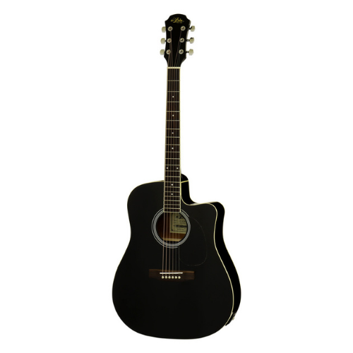 Aria ARAWN15CEBK AWN-15 Prodigy Series Acoucstic Electric Dreadnought Guitar with Cutaway in Black