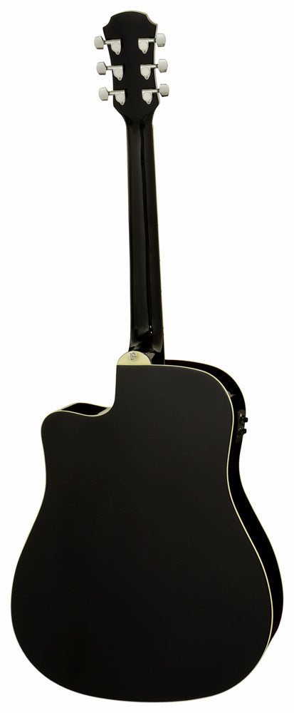 Aria ARAWN15CEBK AWN-15 Prodigy Series Acoucstic Electric Dreadnought Guitar with Cutaway in Black