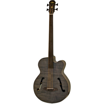 Aria FEB-F2/FL Elecord Series Fretless Acoustic Electric Bass Guitar in Stained Black