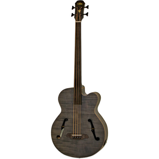 Aria FEB-F2/FL Elecord Series Fretless Acoustic Electric Bass Guitar in Stained Black