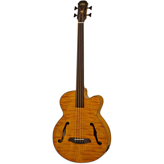 Aria FEB-F2/FL Elecord Series Fretless AC/EL Bass Guitar in Stained Brown