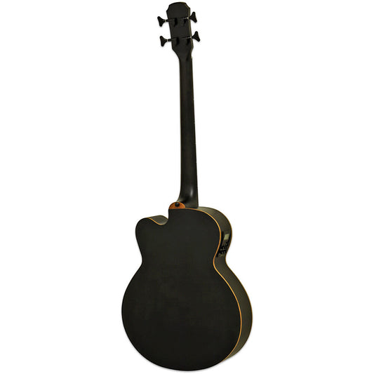 Aria FEB-F2M Elecord Series Medium Scale Acoustic Electric Bass Guitar in Stained Black