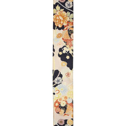Aria 2" Deluxe Cotton Kimono Guitar Strap with Beige Leather ends
