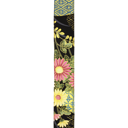 Aria 2" Deluxe Cotton Kimono Guitar Strap with Black Leather ends