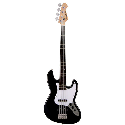 Aria STB-JB Series Electric Bass Guitar in Black with White Pickguard